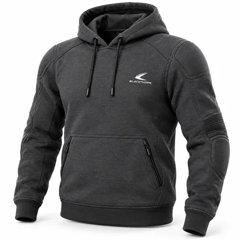 Charcoal Pullover Protective Riding Hoodie — Armoured hoodies & riding shirts by Blackthorn World