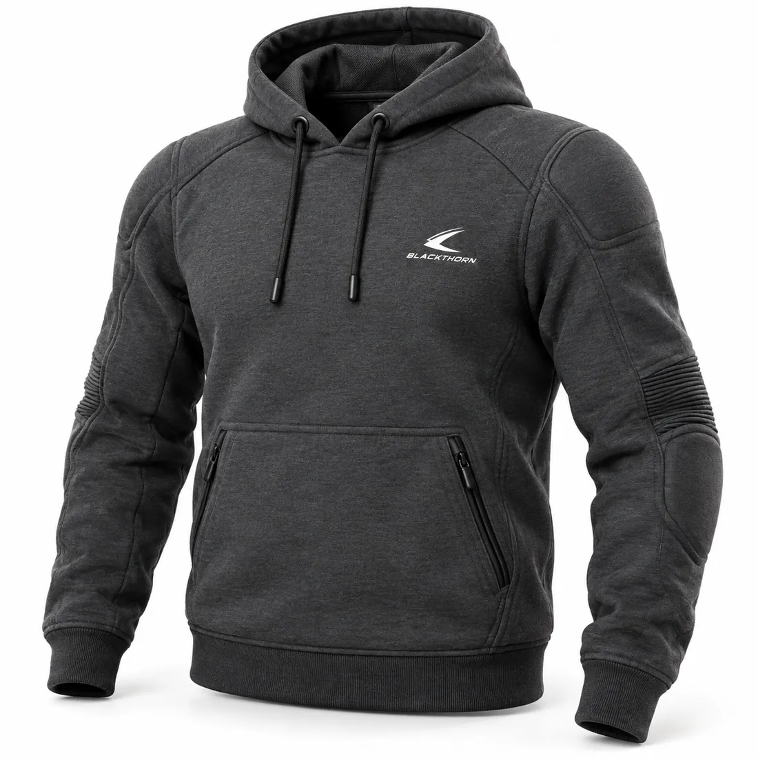 Charcoal Pullover Protective Riding Hoodie — armoured hoodies & riding shirts by Blackthorn World