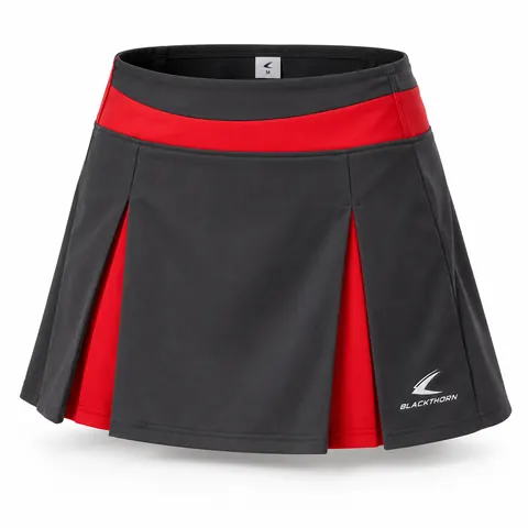 Charcoal & Red Box-Pleat School Skort — custom schoolwear by Blackthorn World