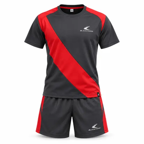 Charcoal & Red Sash School PE Kit — custom schoolwear by Blackthorn World