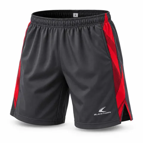 Charcoal & Red School Training Shorts — custom schoolwear by Blackthorn World