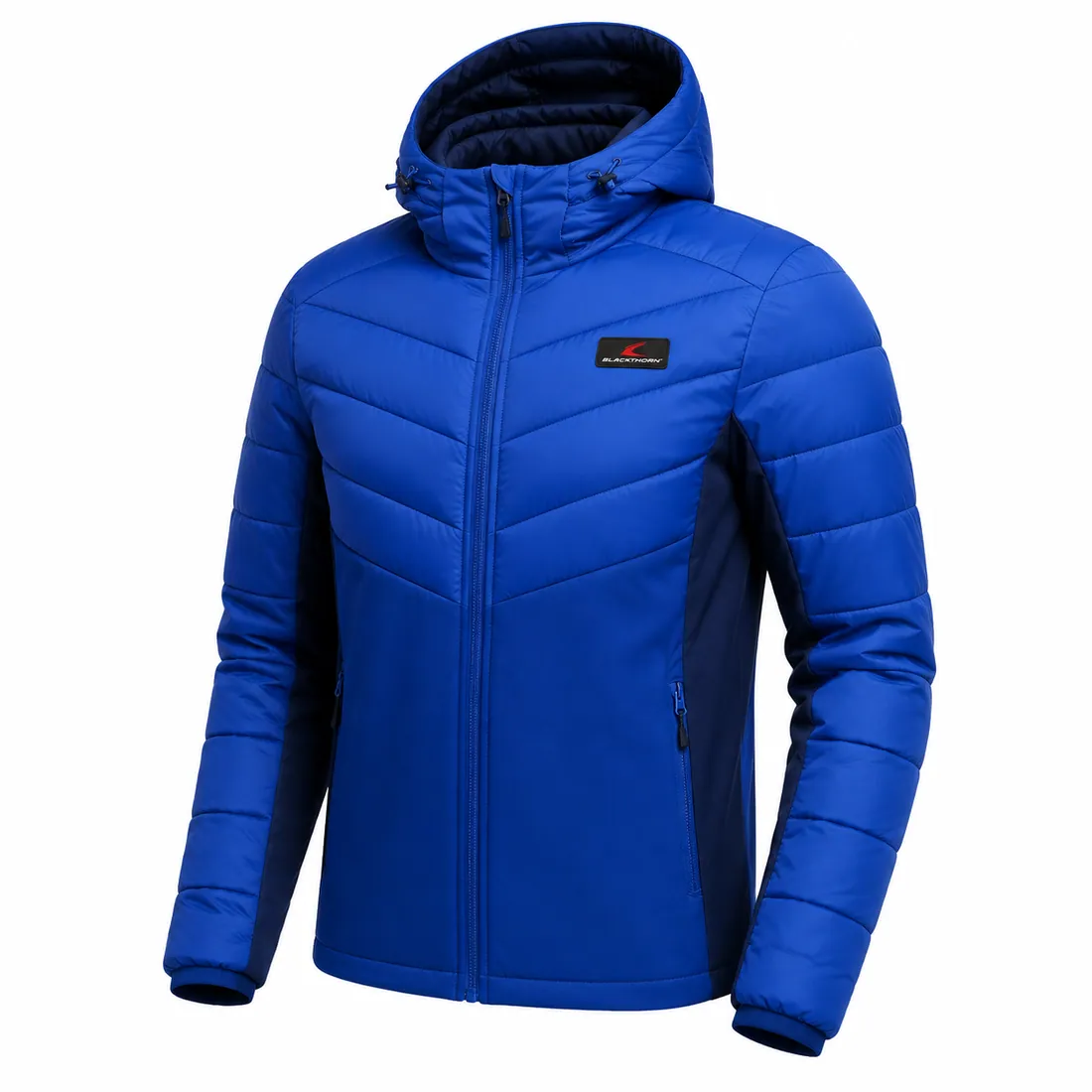 Chevron Quilted Hybrid Hooded Jacket — custom outerwear made to order by Blackthorn World