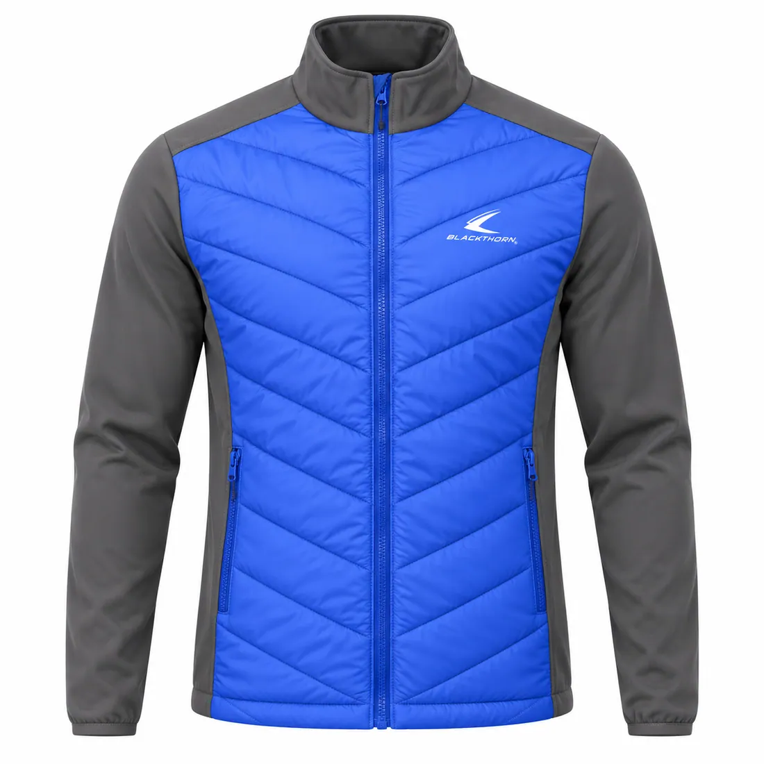 Chevron-Quilted Stand-Collar Hybrid Jacket — custom outerwear made to order by Blackthorn World
