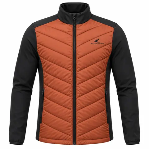 Chevron-Quilted Stand-Collar Hybrid Jacket — view 2