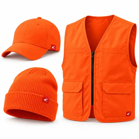Classic Blaze Orange Cap, Beanie & Vest Set — Hunting & Tactical · Packs, gloves & accessories by Blackthorn World
