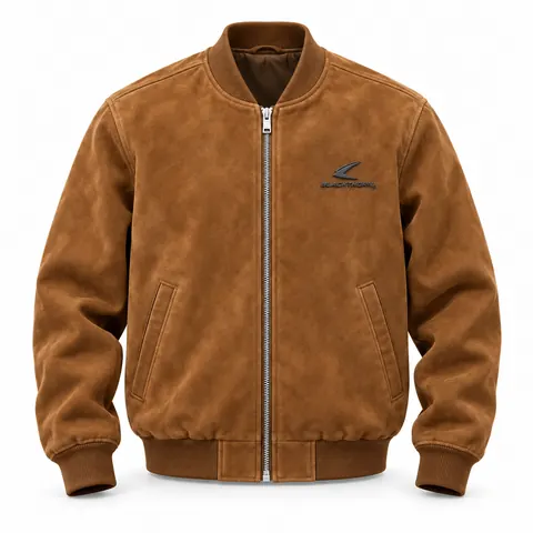 Cognac Suede Bomber Jacket — Outerwear · Bomber & flight jackets by Blackthorn World