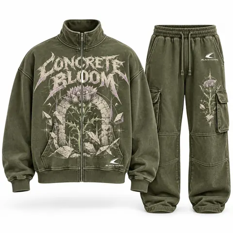 Concrete Bloom Olive Cargo Sweatsuit — Tracksuits & sweatsuits by Blackthorn World