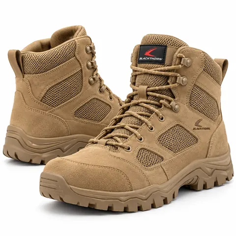 Coyote Suede & Mesh Mid Tactical Boots — Hunting & tactical boots by Blackthorn World