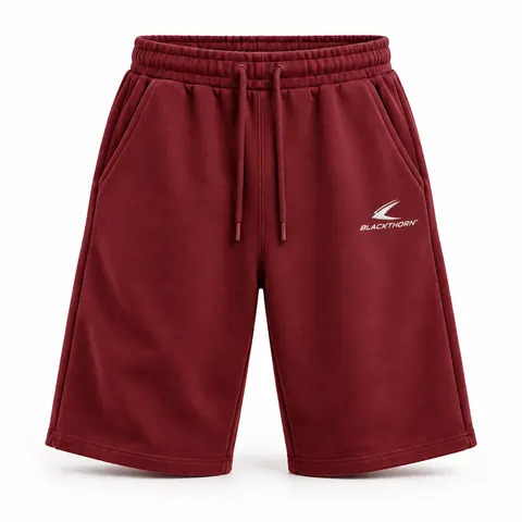 Crimson Embroidered Sweat Shorts — Streetwear · Streetwear shorts by Blackthorn World
