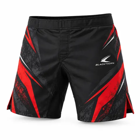 Crimson Strike MMA Fight Shorts — Fightwear · Fight shorts by Blackthorn World