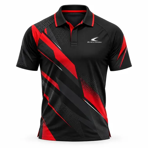 Crimson Strike Padel Polo Shirt — Teamwear · Padel wear by Blackthorn World