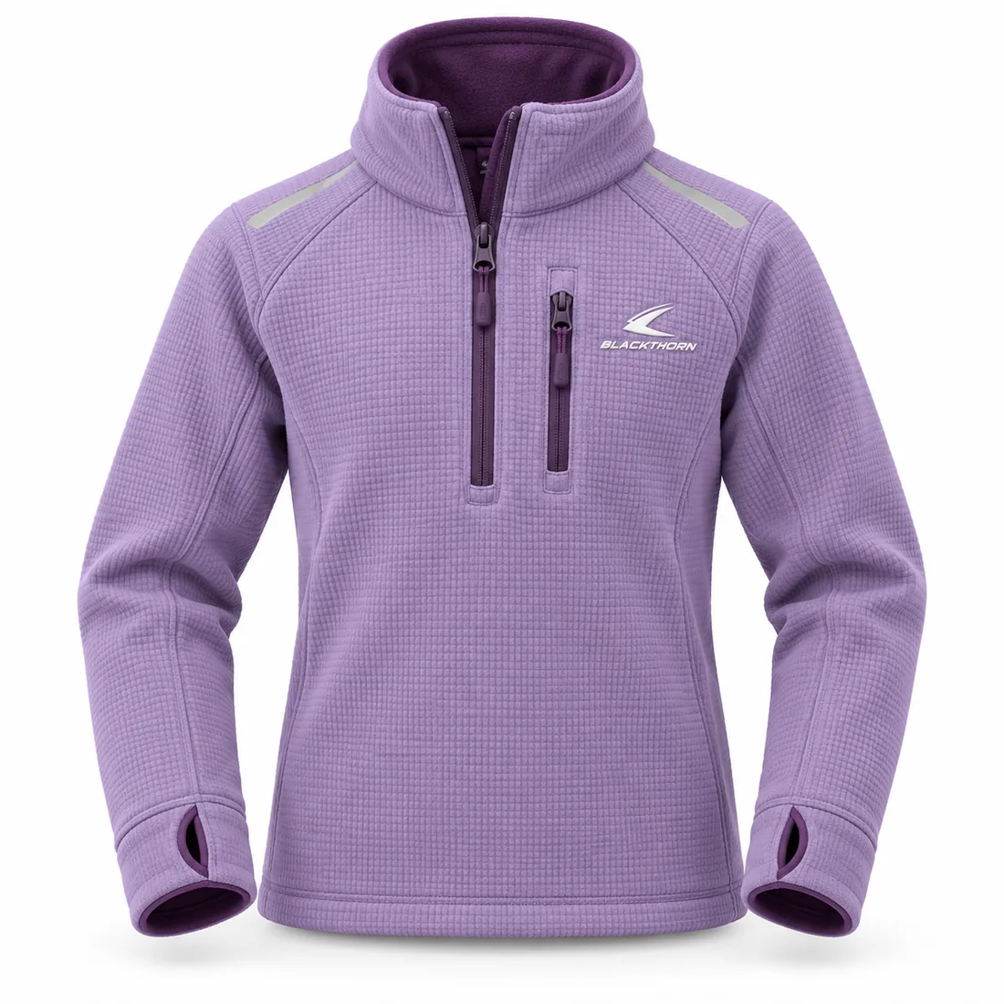 Kids Fleece Midlayer — custom kids half-zip fleece midlayer in lavender, made to order by Blackthorn World