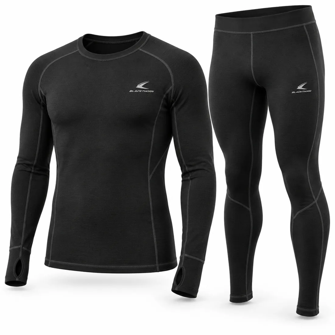 Thermal Base Layer Set — custom thermal base layer top and leggings in black, made to order by Blackthorn World