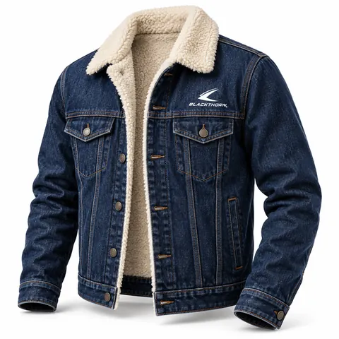Dark Indigo Sherpa-Lined Denim Jacket — Sherpa denim jackets by Blackthorn World
