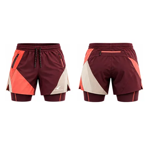 Ember 2-in-1 Colour-Block Training Shorts — front and back