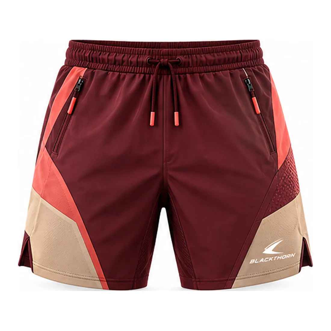 Ember Burgundy & Sand Padel Shorts — Padel wear by Blackthorn World, front view