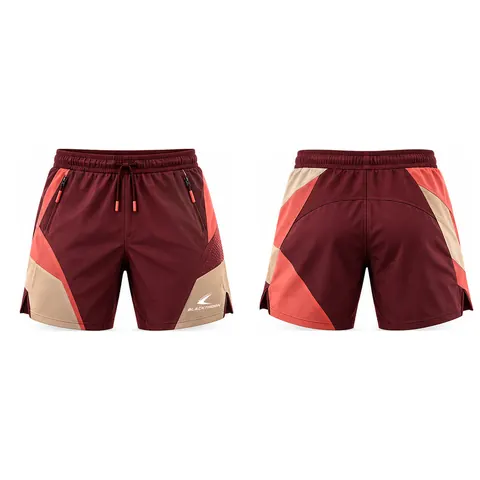 Ember Burgundy & Sand Padel Shorts — front and back