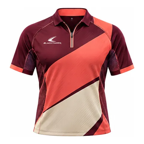 Ember Diagonal-Block Zip Pickleball Polo — Pickleball wear by Blackthorn World