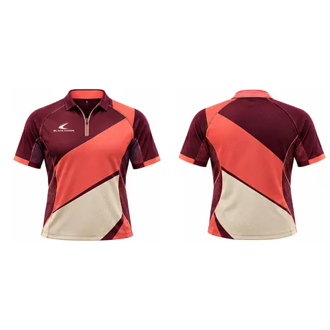 Ember Diagonal-Block Zip Pickleball Polo — front and back