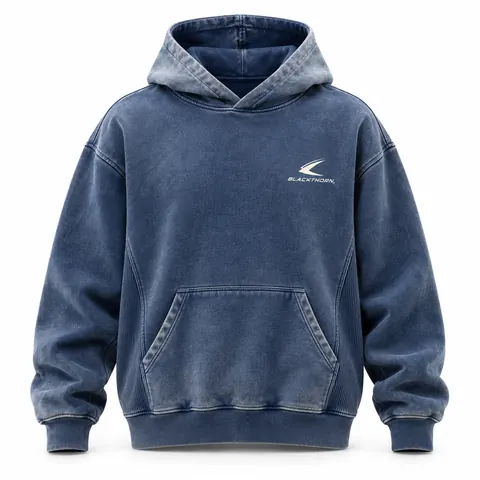 Faded Indigo Sun-Faded Hoodie — Streetwear · Hoodies & sweatshirts by Blackthorn World