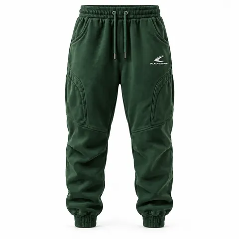 Forest Green Cuffed Embroidered Joggers — Streetwear · Sweatpants, cargo & denim trousers by Blackthorn World