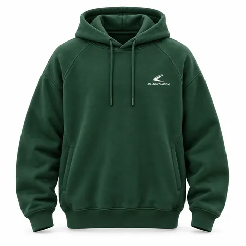 Forest Green Heavyweight Raglan Hoodie — Streetwear · Hoodies & sweatshirts by Blackthorn World