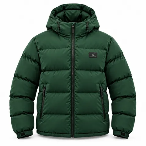 Forest Green Hooded Puffer Jacket — Outerwear · Puffer & down jackets by Blackthorn World