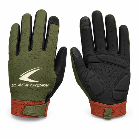 Gravel Cycling Gloves — Fingerless & Full Finger — olive topo — full finger