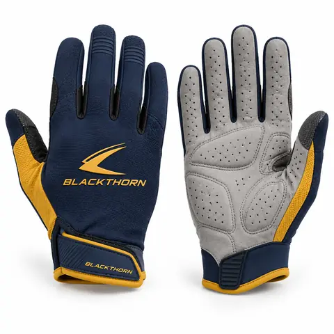Gravel Cycling Gloves — Fingerless & Full Finger — navy / mustard — full finger