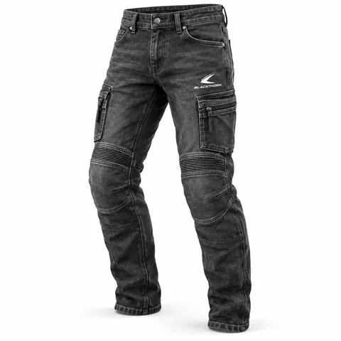 Grey-Black Cargo Motorcycle Jeans — Motorcycle jeans by Blackthorn World