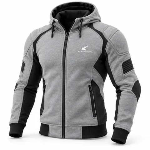 Grey & Black Sport Riding Hoodie — Armoured hoodies & riding shirts by Blackthorn World