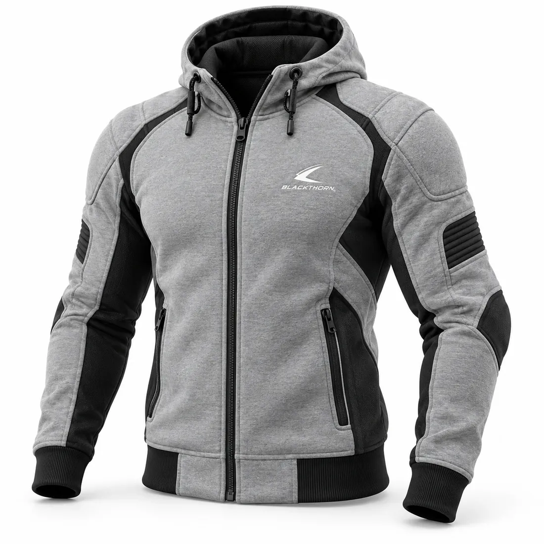Grey & Black Sport Riding Hoodie — armoured hoodies & riding shirts by Blackthorn World