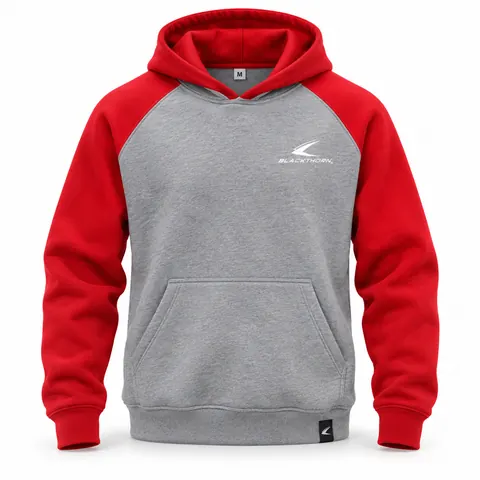 Grey & Red Raglan School Leavers Hoodie — custom schoolwear by Blackthorn World