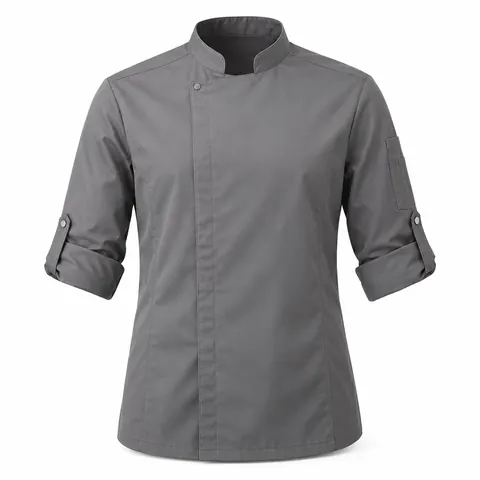 Grey Roll-Sleeve Chef Jacket — wholesale chef jackets & coats by Blackthorn World