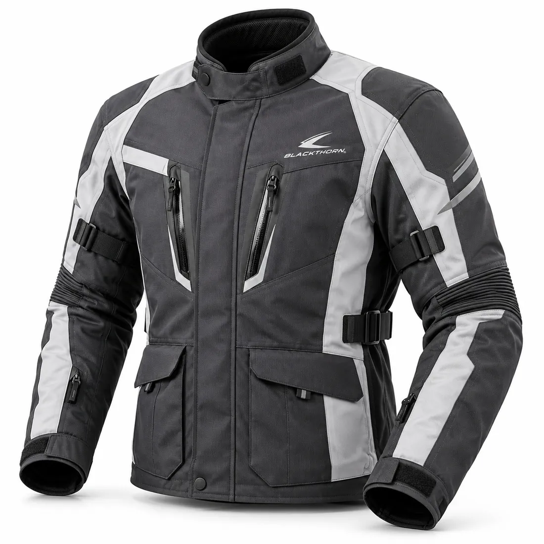 Grey Touring Textile Motorcycle Jacket — textile riding jackets by Blackthorn World