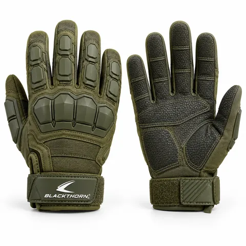 Olive Hard-Knuckle Tactical Gloves — custom gloves by Blackthorn World