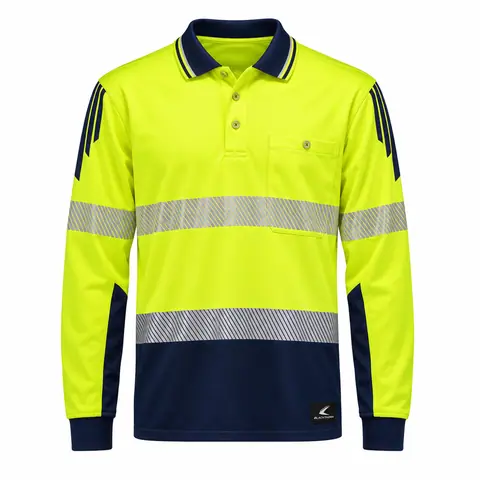 Hi-Vis Long-Sleeve Work Polo — custom workwear by Blackthorn World