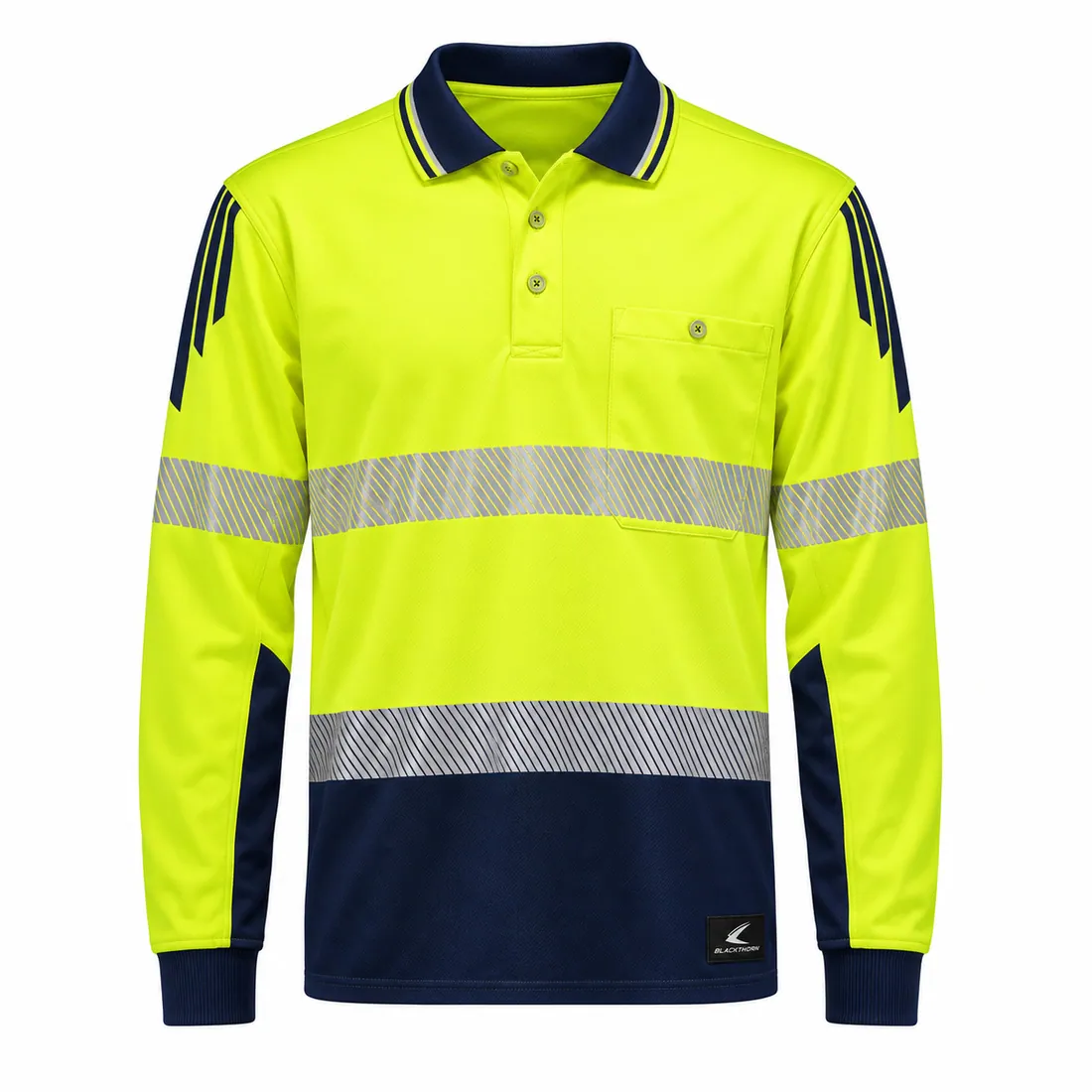 Hi-Vis Long-Sleeve Work Polo — custom workwear made to order by Blackthorn World