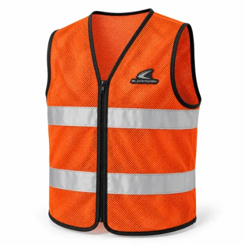Hi-Vis Mesh Zip Safety Vest — fluorescent orange