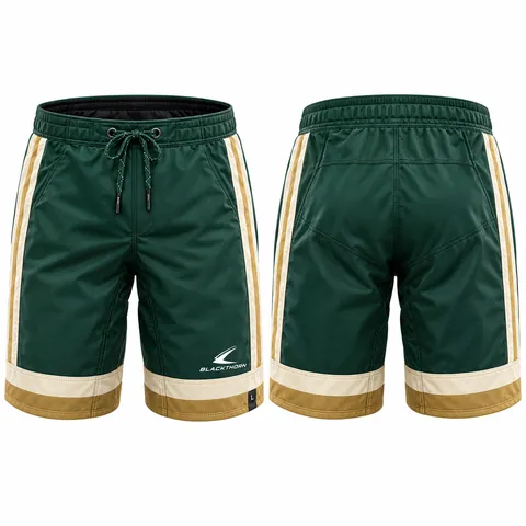 Custom hockey pant shell girdle cover, green and gold — front and back