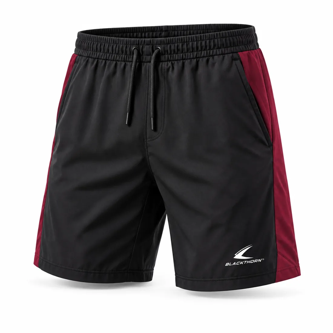 Black & Burgundy Hybrid Training Shorts — custom fight shorts by Blackthorn World