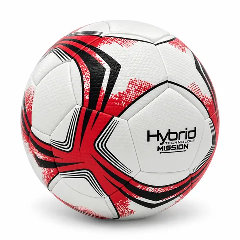 Hybrid technology match soccer ball — three-quarter view