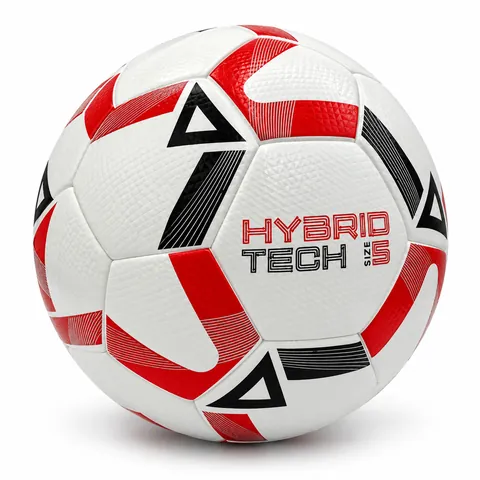 Hybrid Tech custom soccer ball — three-quarter view