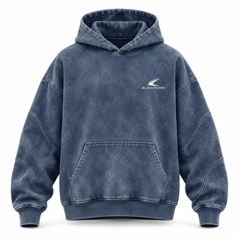 Indigo Acid Wash Oversized Hoodie — Streetwear · Hoodies & sweatshirts by Blackthorn World