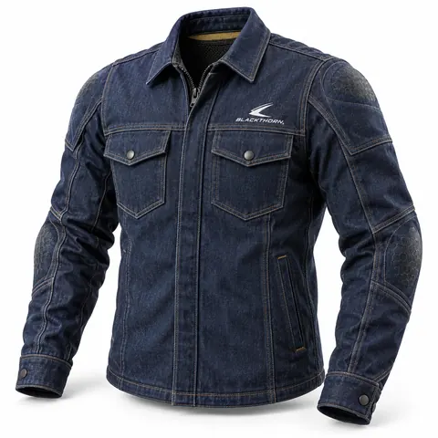 Indigo Denim Armoured Riding Shirt — Armoured hoodies & riding shirts by Blackthorn World