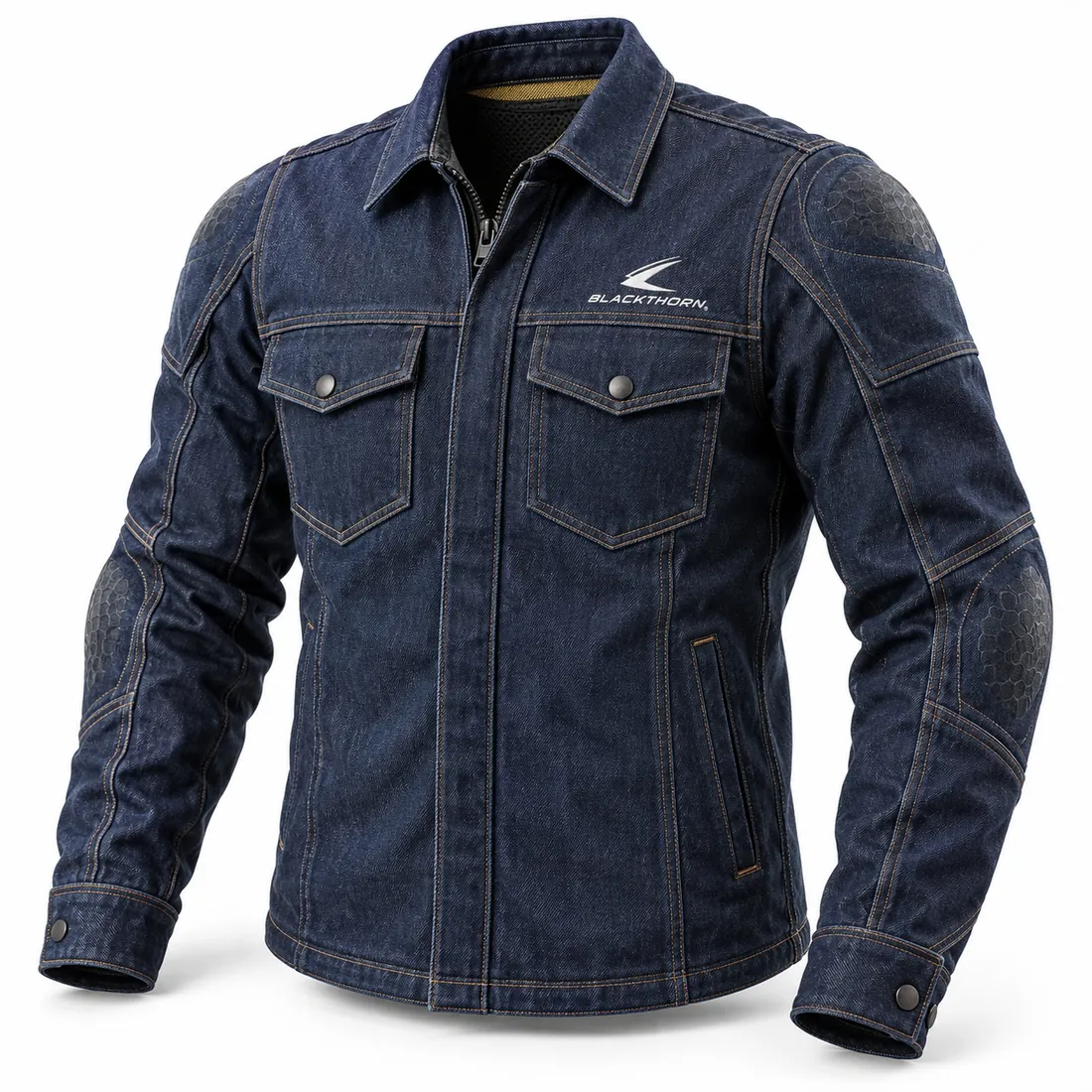 Indigo Denim Armoured Riding Shirt — armoured hoodies & riding shirts by Blackthorn World