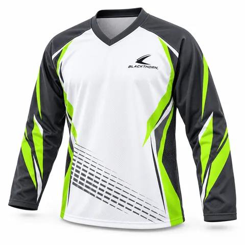Custom inline, roller and ball hockey jersey, Volt Grid design in white, grey and volt green — front