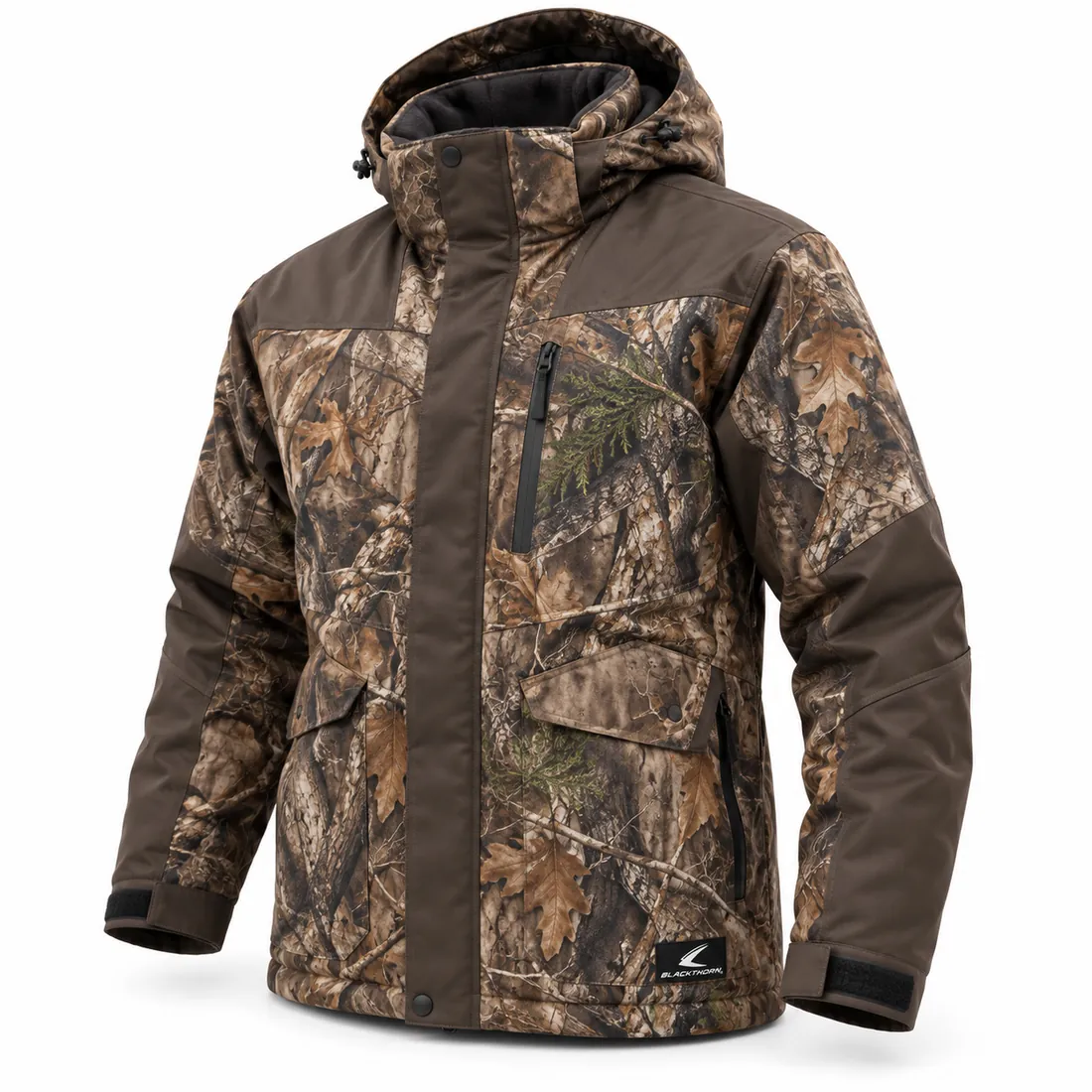 Insulated Camo Hunting Parka with Brown Panels — hunting jackets & suits by Blackthorn World