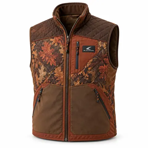 Insulated Camo Hunting Vest — autumn leaf camo