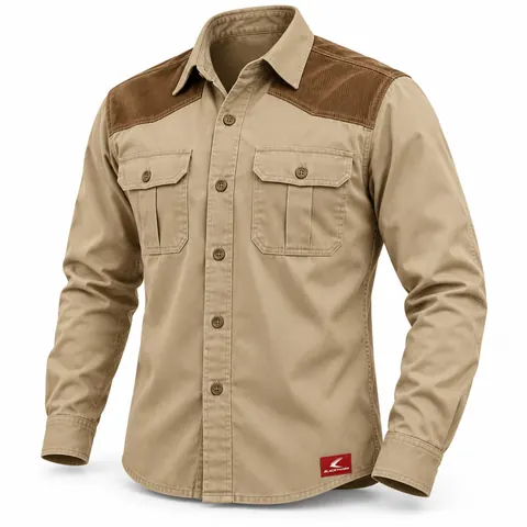Khaki Canvas Shooting Shirt with Shoulder Patch — Field & shooting shirts by Blackthorn World